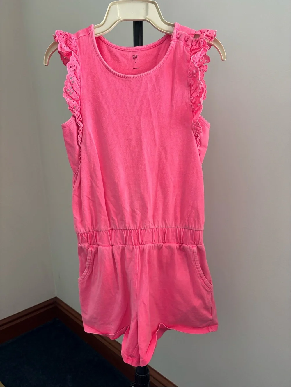 GAP Hot Pink Eyelet-Ruffle Romper